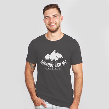 big foot saw me dark gray shirt - bw